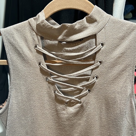 Generation Love NWT lurex tank. Taupe with shimmer. Sz M. Holiday ready. - Picture 5 of 5